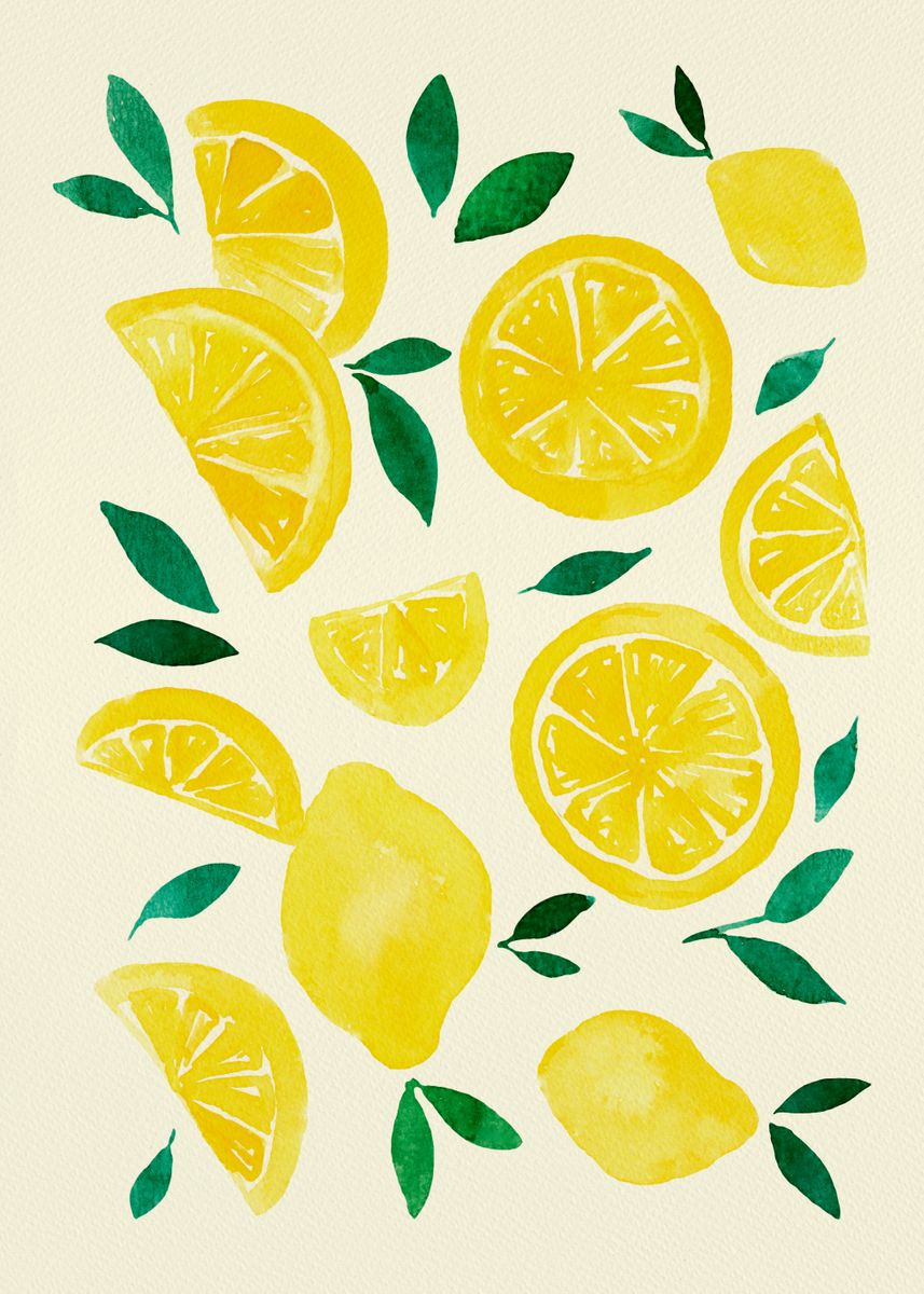 'Watercolor lemons' Poster, picture, metal print, paint by Angela Minca ...