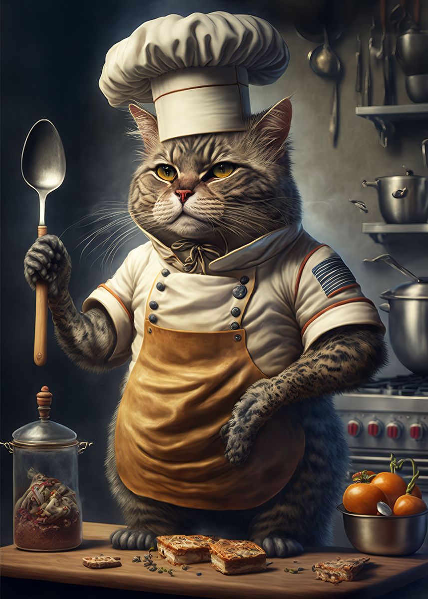 'Chef Cat' Poster by Five Senses Art Displate