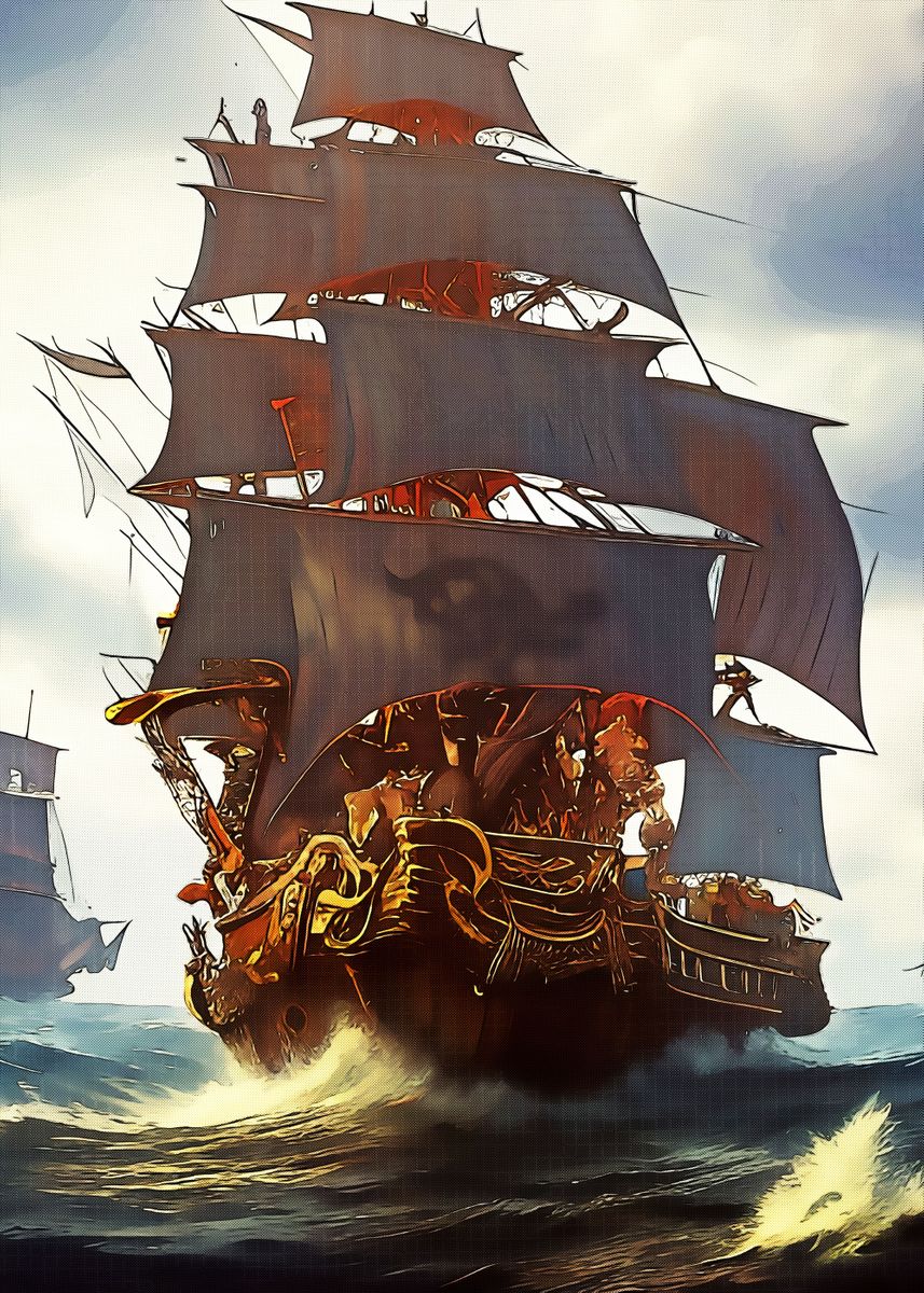 'blackbeard First Ship' Poster, Picture, Metal Print, Paint By Alfiere 