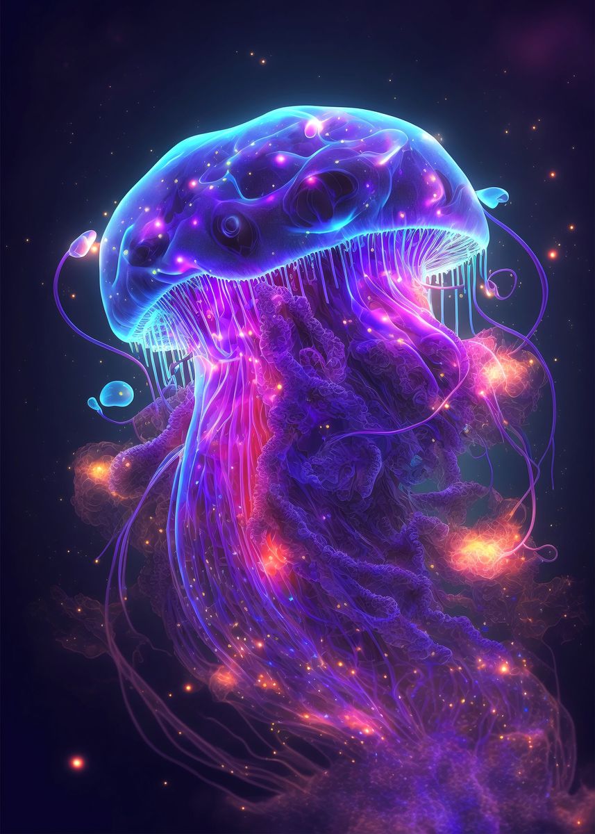 ‘Neon Jellyfish’ Poster by nogar007 | Displate