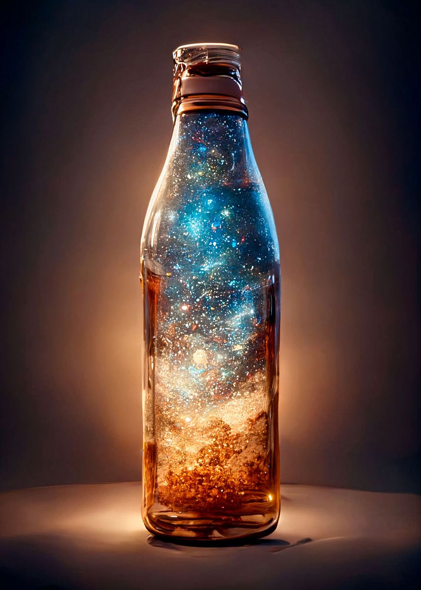 'Galaxy In A Bottle' Poster, picture, metal print, paint by Zima | Displate