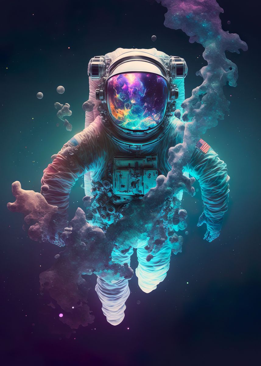 'Floating In Outer Space' Poster, picture, metal print, paint by ...