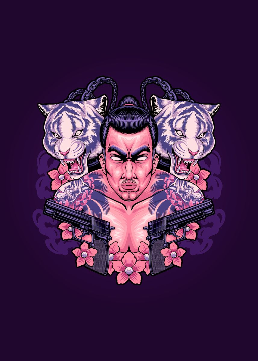 'Japanese yakuza' Poster, picture, metal print, paint by DianeFFlower