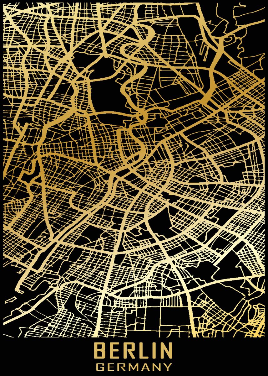 'Berlin Germany City Map' Poster, picture, metal print, paint by ...