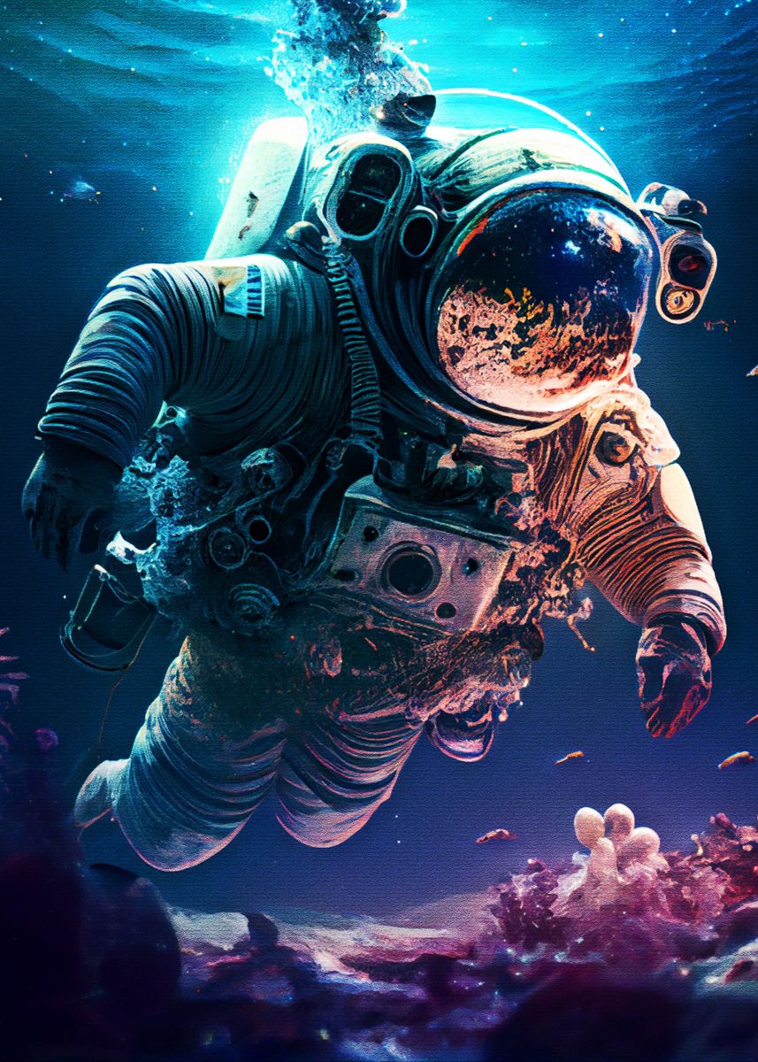 'Astronaut Diving' Poster, picture, metal print, paint by Muh Asdar ...