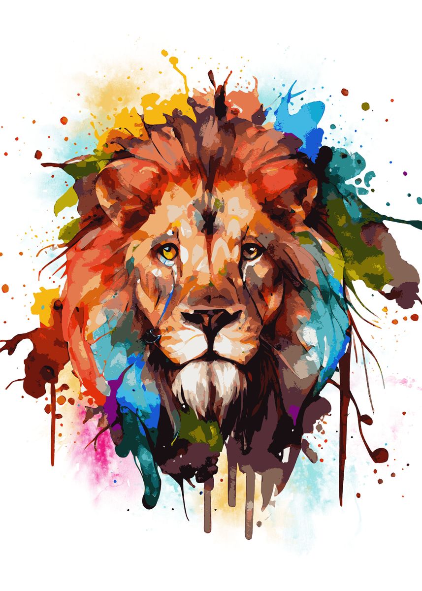 'Abstract Lion Painting' Poster by BestPrints Displate