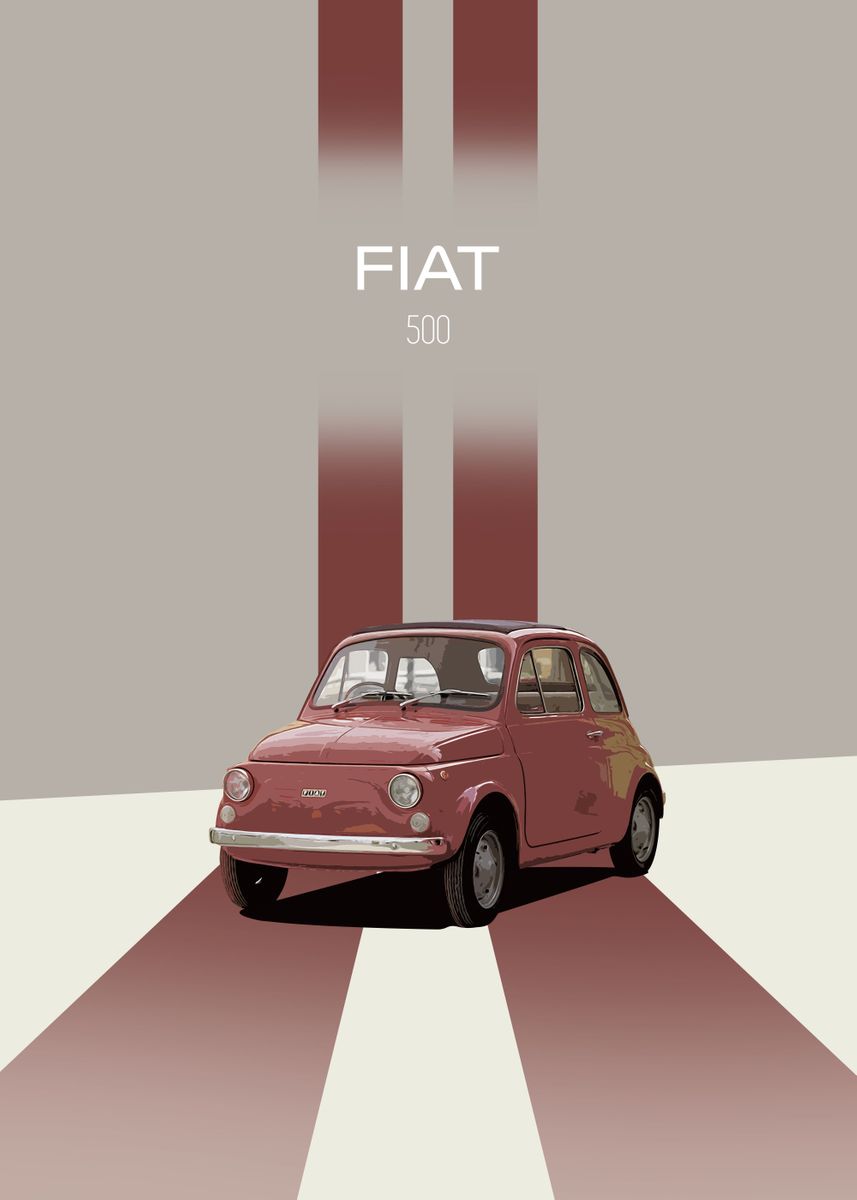 'Fiat 500' Poster, picture, metal print, paint by Full Throttle Art ...