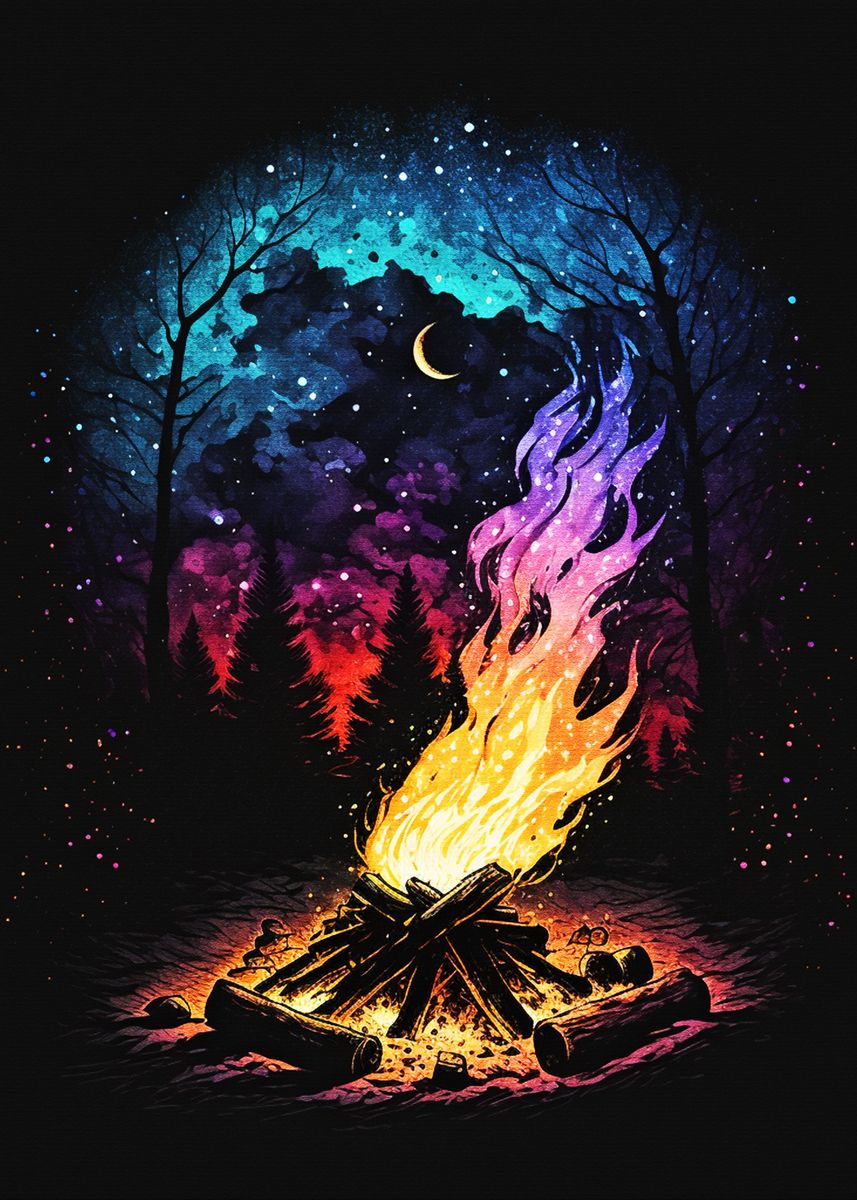 'Nice galaxy campfire' Poster, picture, metal print, paint by Muh Asdar ...