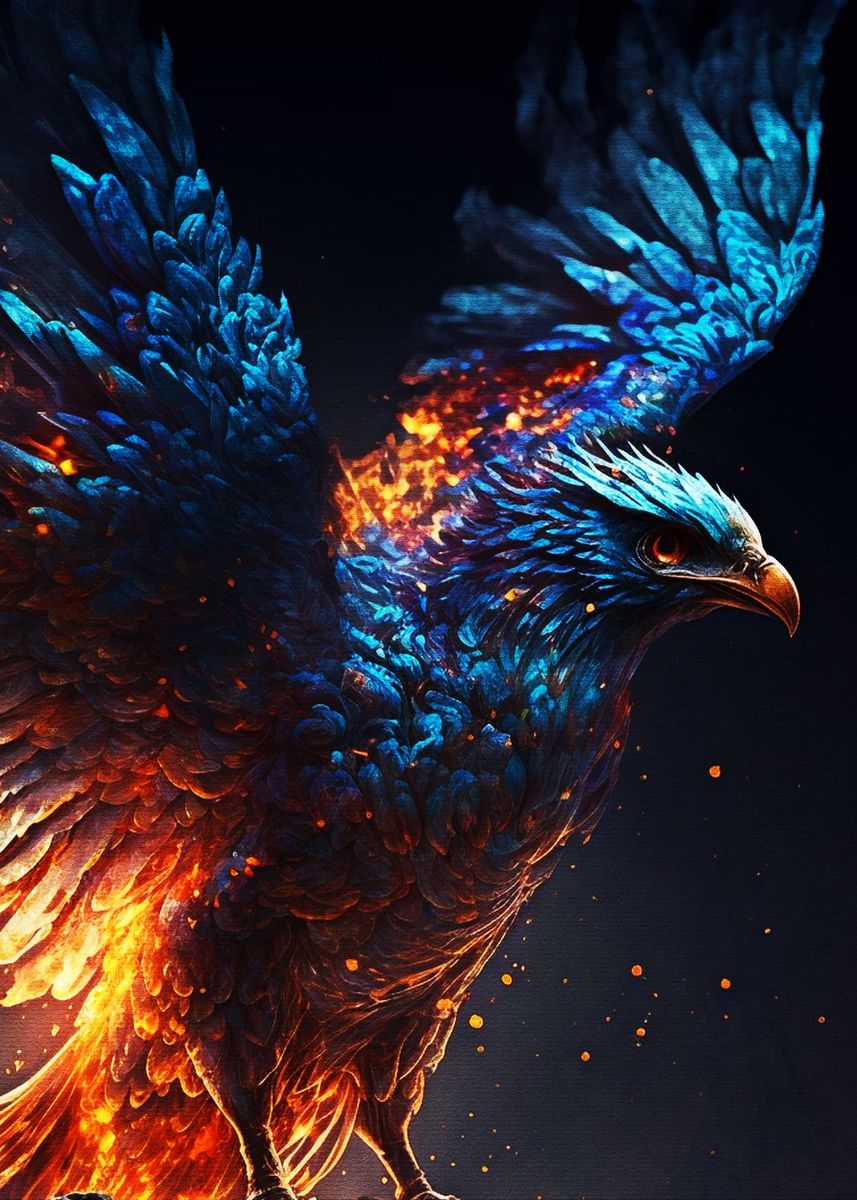 blue phoenix bird wallpaper