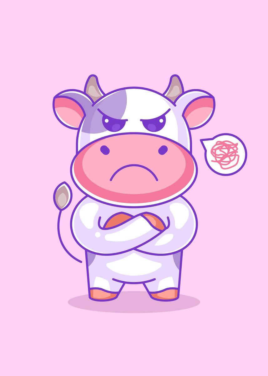 'Cute cow worried' Poster by Brock Lesnar | Displate