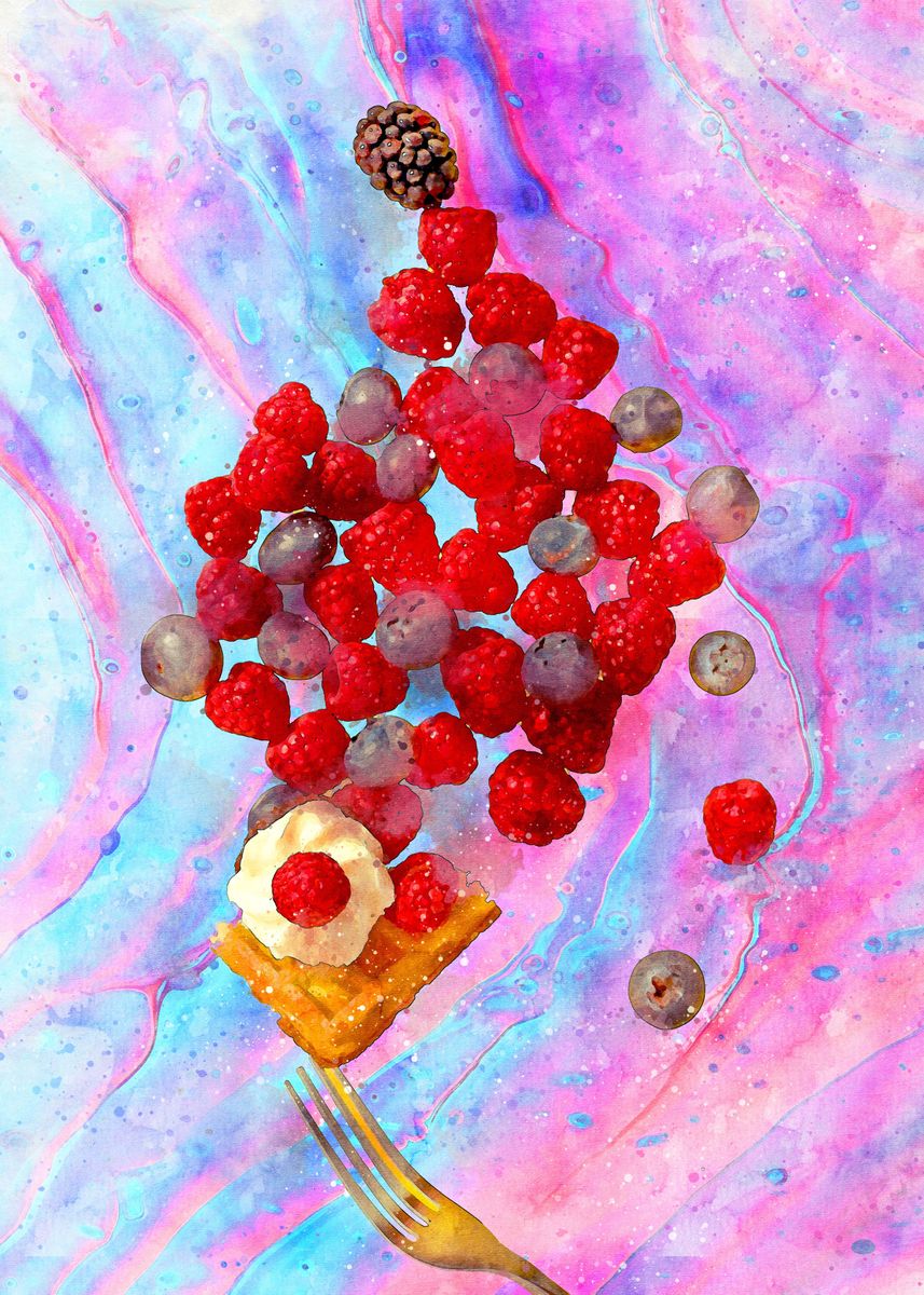 'Raspberry Blueberry' Poster by INDO ART | Displate