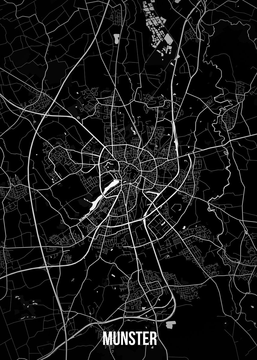 'Munster dark map' Poster, picture, metal print, paint by Stefano ...