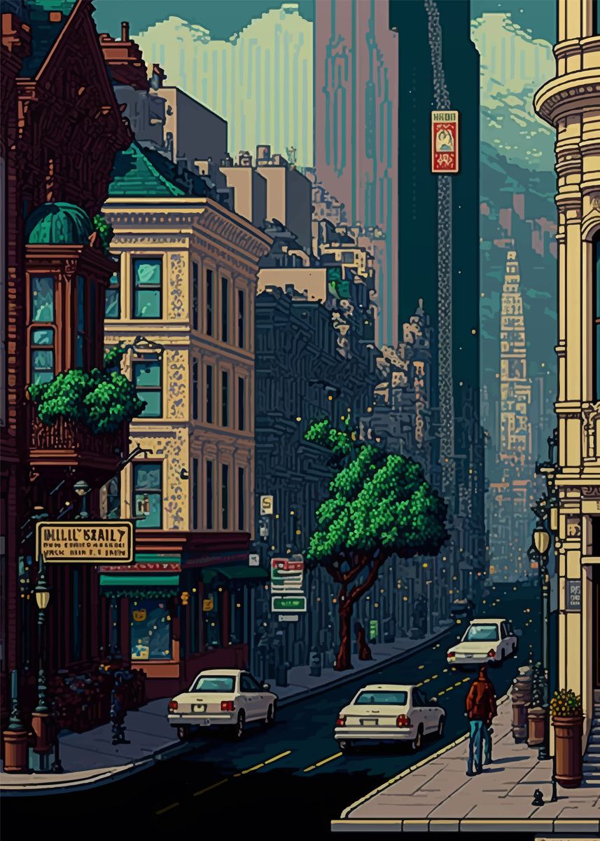 'san Francisco Pixel Art' Poster, Picture, Metal Print, Paint By M Art 