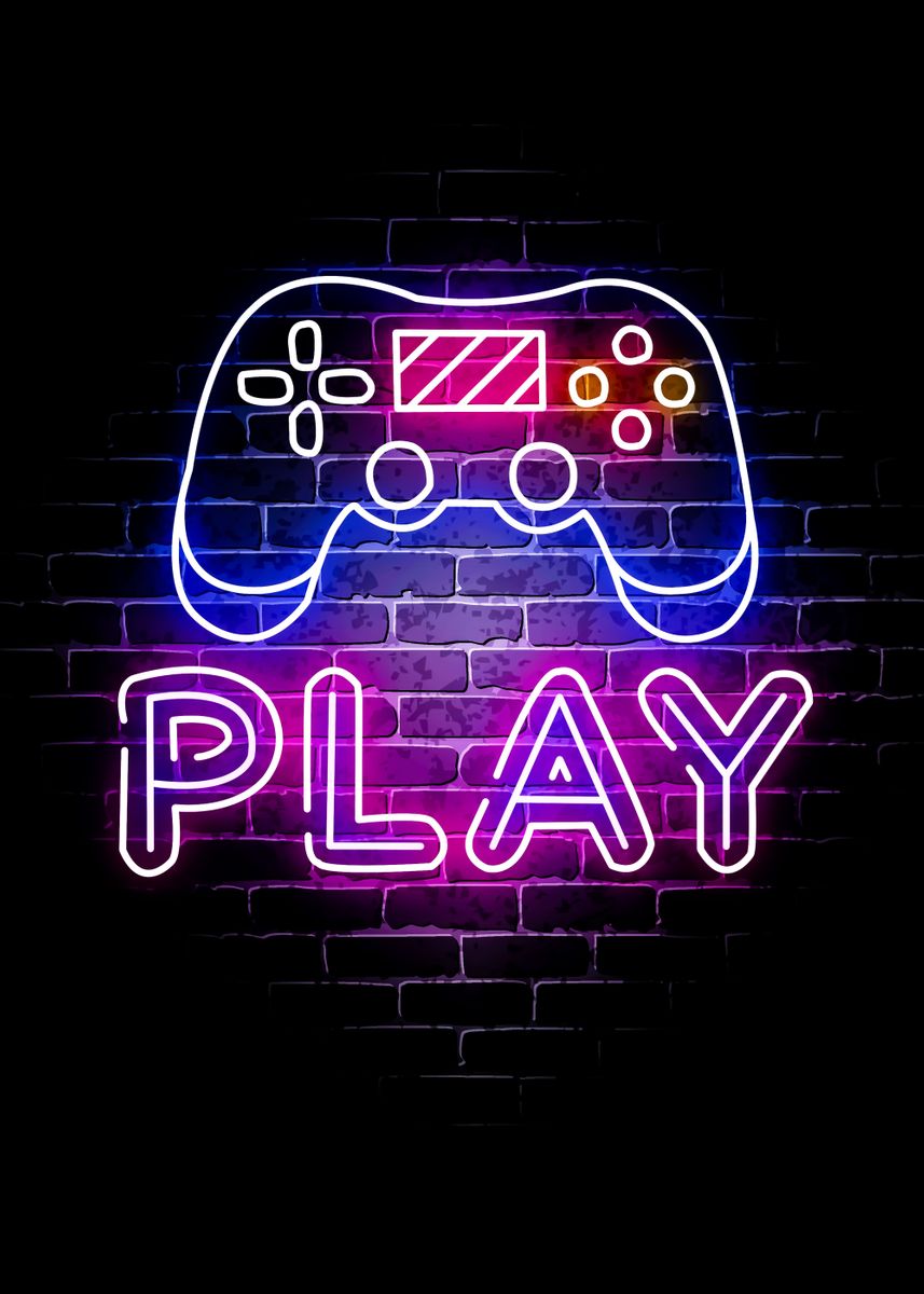 'Game Neon' Poster, picture, metal print, paint by Pro Elise | Displate