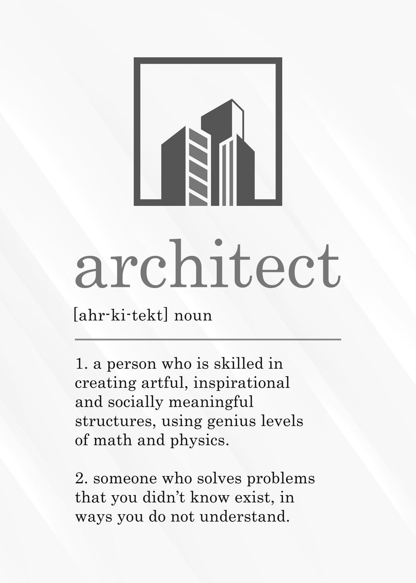 'Funny Architect Definition' Poster, picture, metal print, paint by