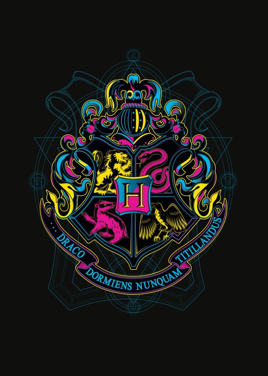 'CMYK Hogwart's Crest' Poster, picture, metal print, paint by Wizarding ...