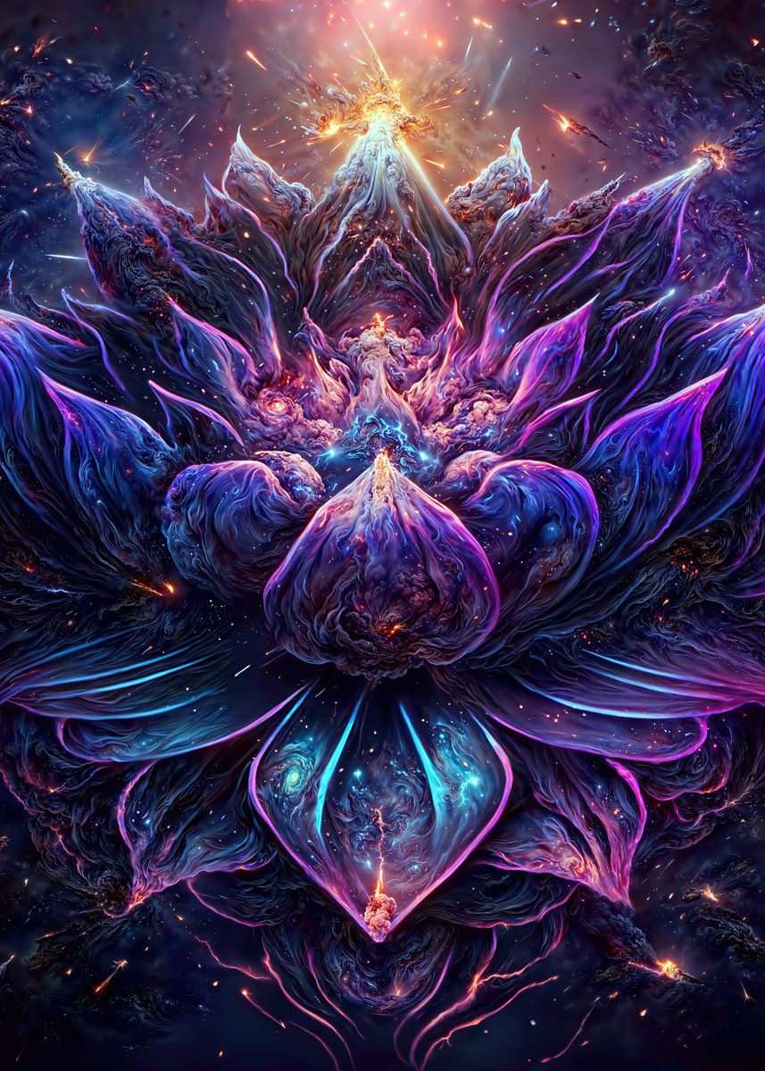 Space Lotus Poster Picture Metal Print Paint By DervlexArt Displate