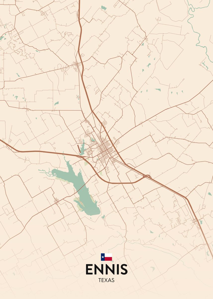 'Ennis TX' Poster, picture, metal print, paint by IMR Designs Displate