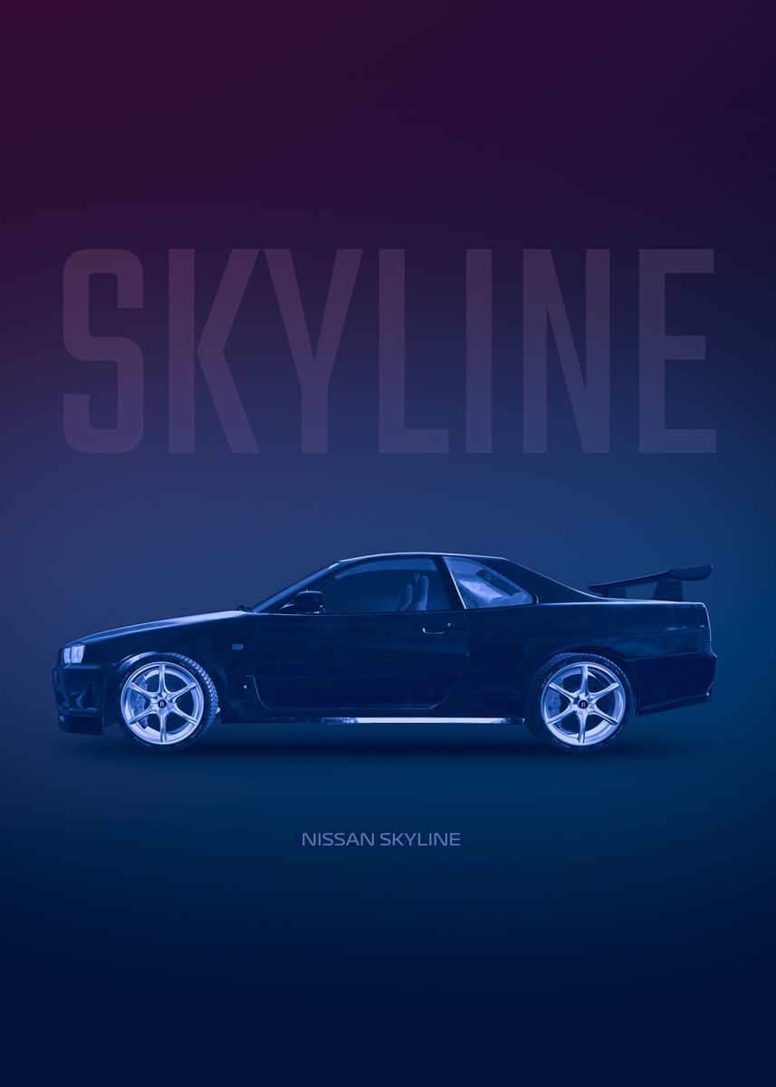 'Nissan Skyline' Poster, picture, metal print, paint by Basues | Displate