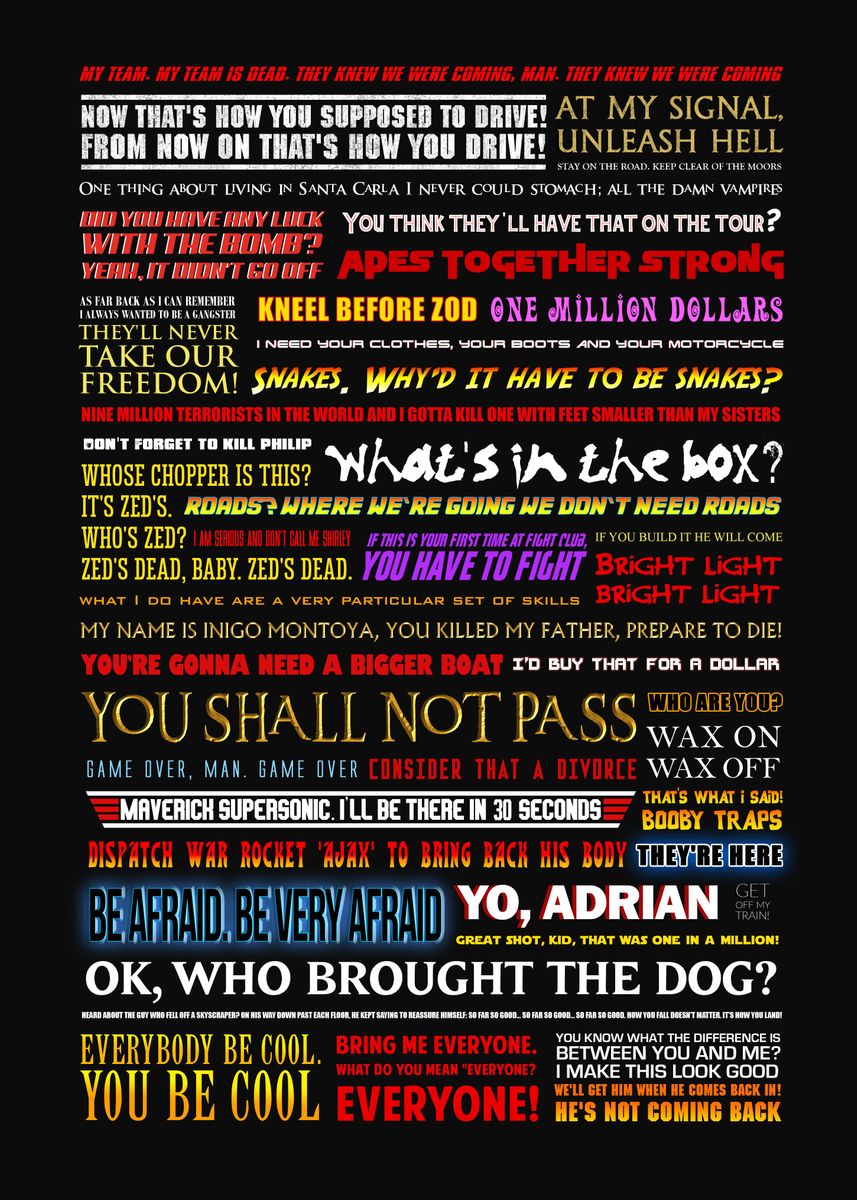 'Famous movie quotes' Poster by StuStu Displate
