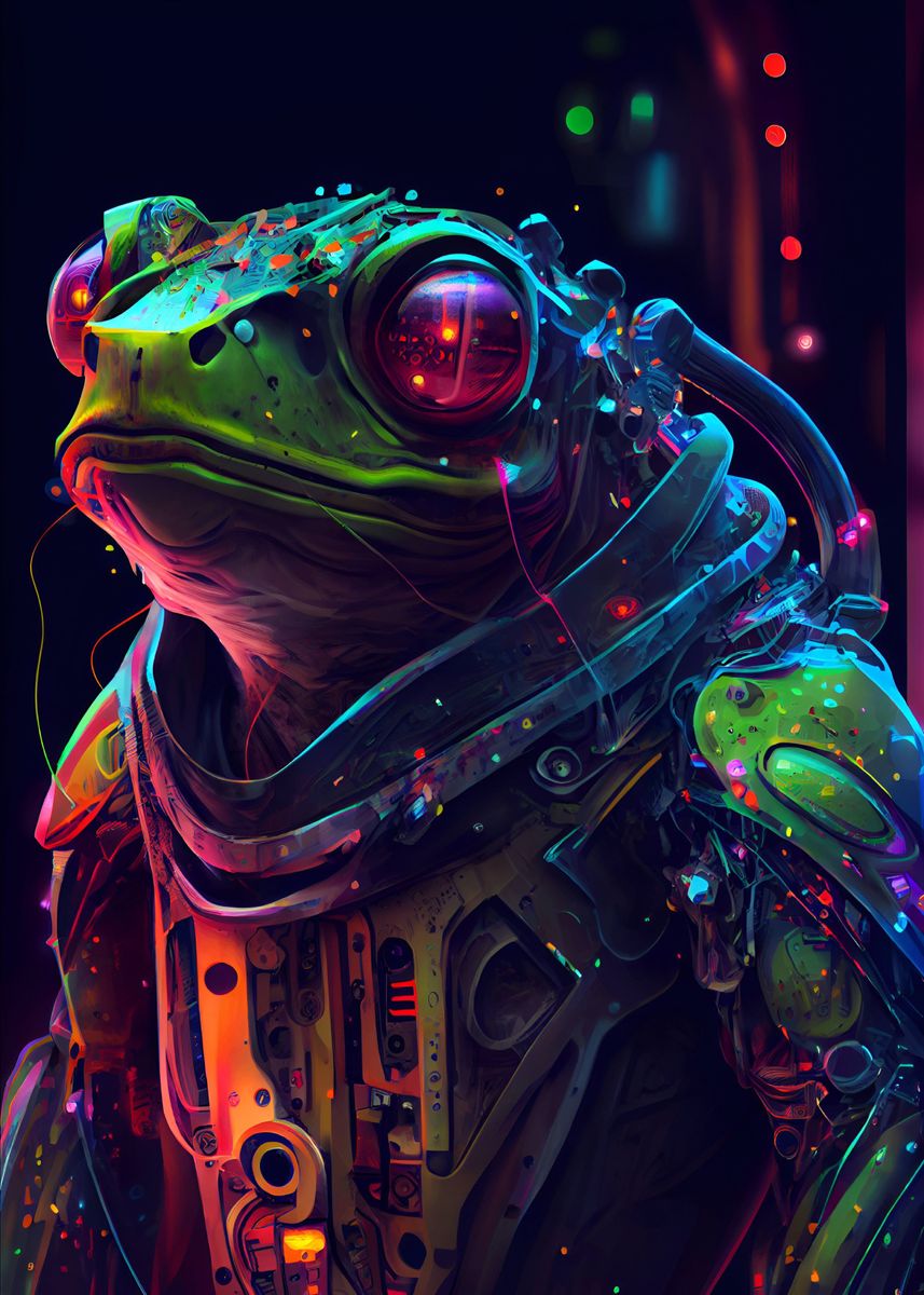 'frog Cyberpunk' Poster, Picture, Metal Print, Paint By Sinnois 