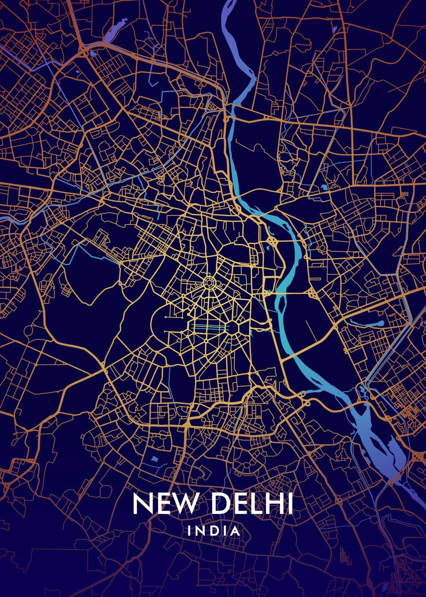 'New Delhi' Poster, picture, metal print, paint by Miracle Studio ...