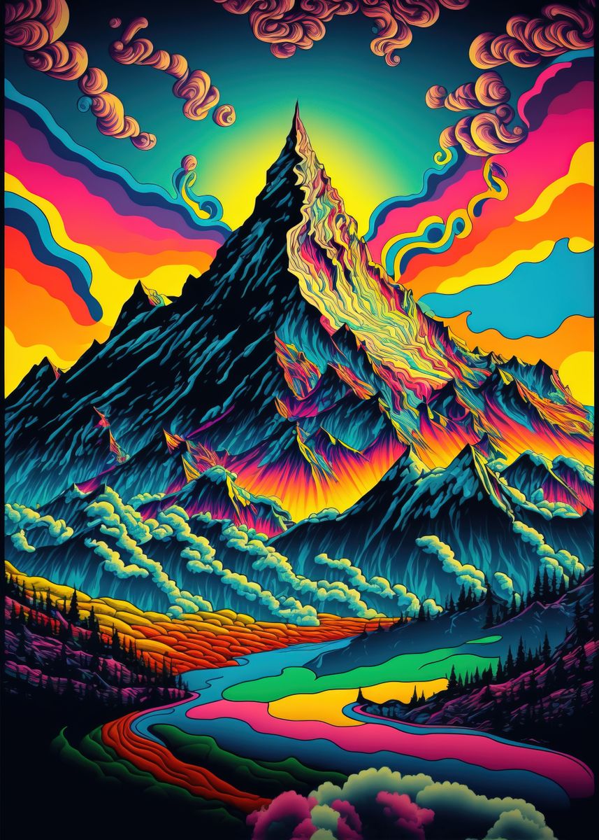 'Psychedelic Valley IV' Poster, picture, metal print, paint by The Art ...