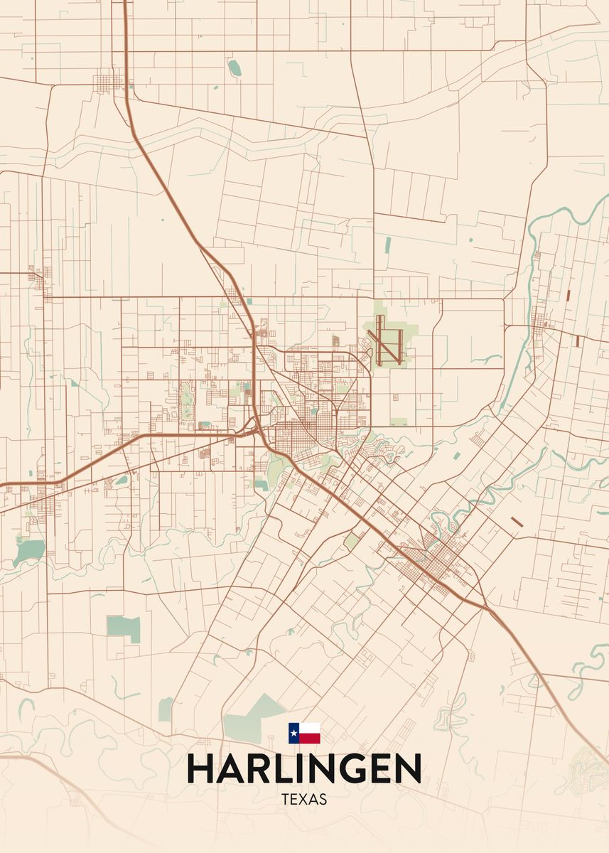 'Harlingen TX' Poster, picture, metal print, paint by IMR Designs