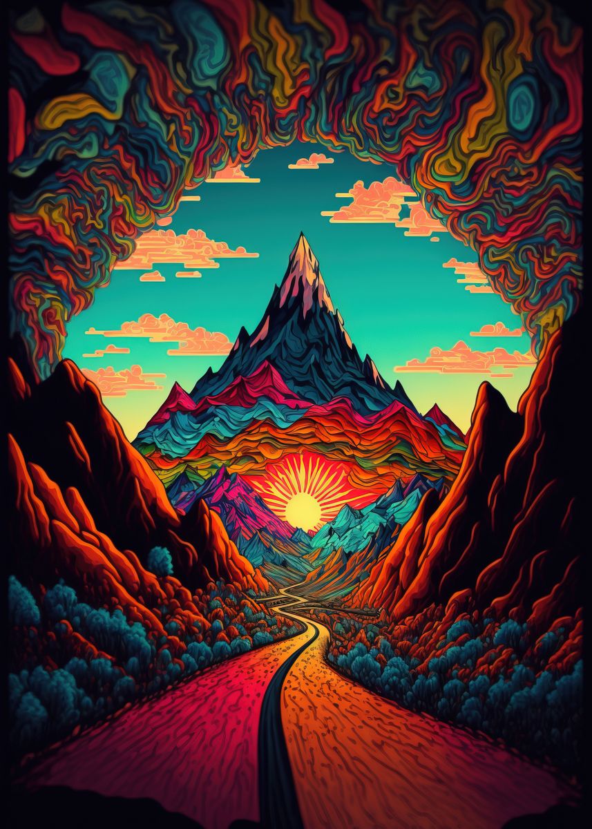 'Psychedelic Valley III' Poster, picture, metal print, paint by The Art ...