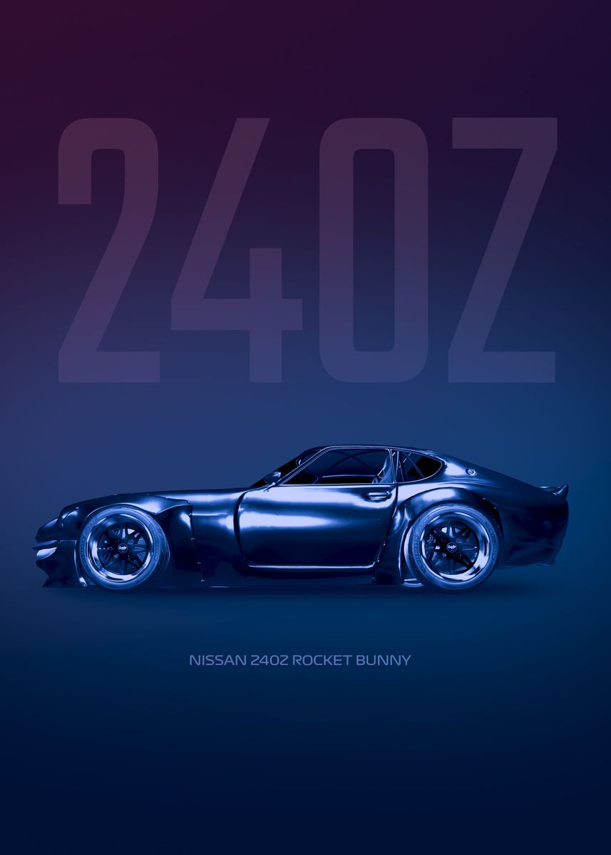 'Nissan 240Z Rocket Bunny' Poster, picture, metal print, paint by ...