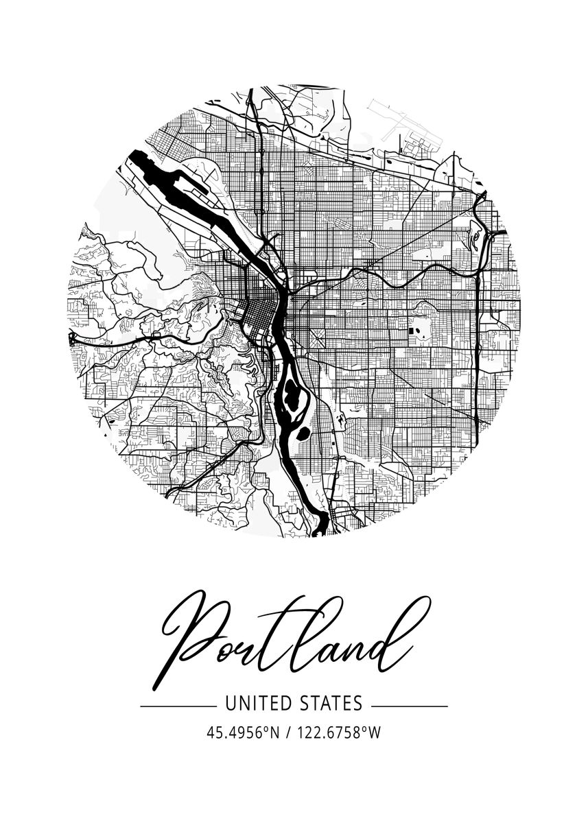 'Portland City Map' Poster by Nae | Displate