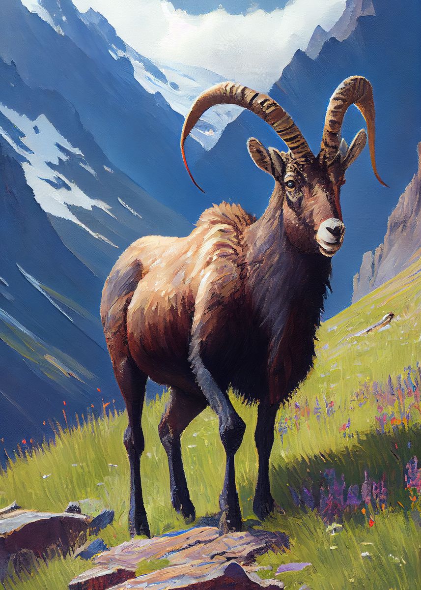 'Siberian Ibex' Poster, picture, metal print, paint by Alexandru ...