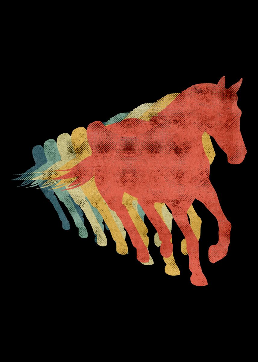 'Horse Retro Vintage Color' Poster, picture, metal print, paint by El ...