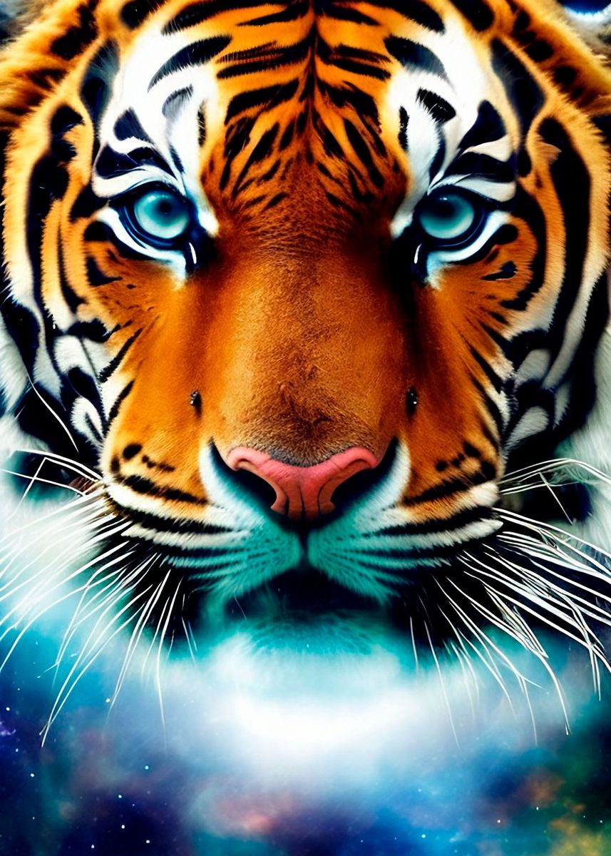 'Astral Tiger' Poster, picture, metal print, paint by Antom | Displate