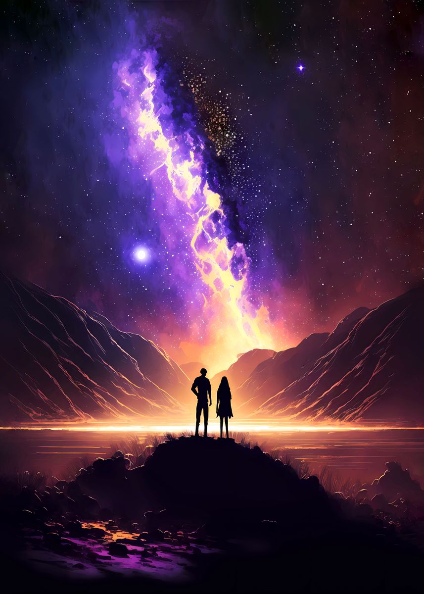 Affiche galaxie paysage fantaisie Poster espace - Artcamia