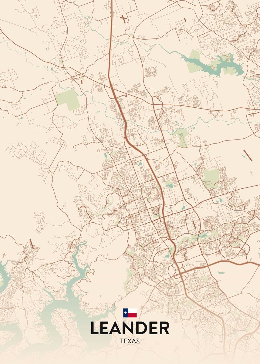 'Leander TX' Poster, picture, metal print, paint by IMR Designs Displate