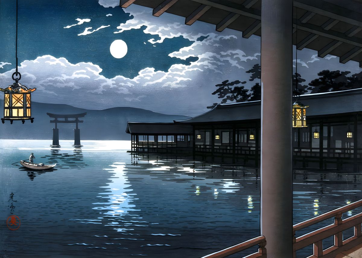 Summer Moon at Miyajima by Koitsu Tsuchiya 