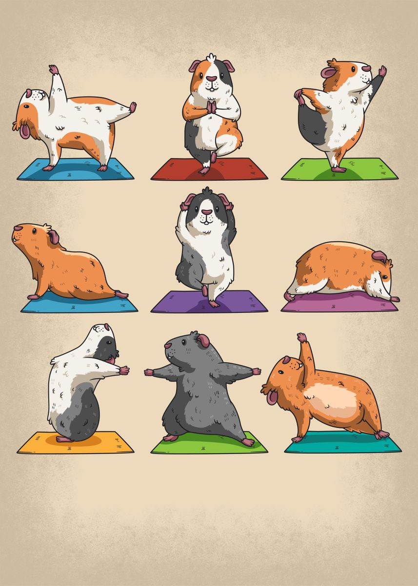 'Anime Guinea Pig Yoga' Poster by B Cubed Designs Displate