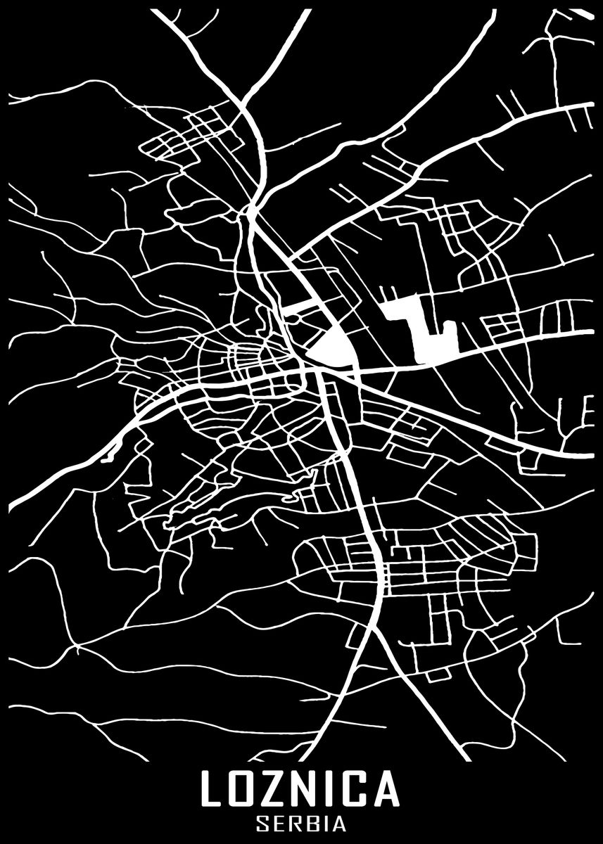 'Loznica Serbia City Map' Poster by HildaWarren Studio | Displate