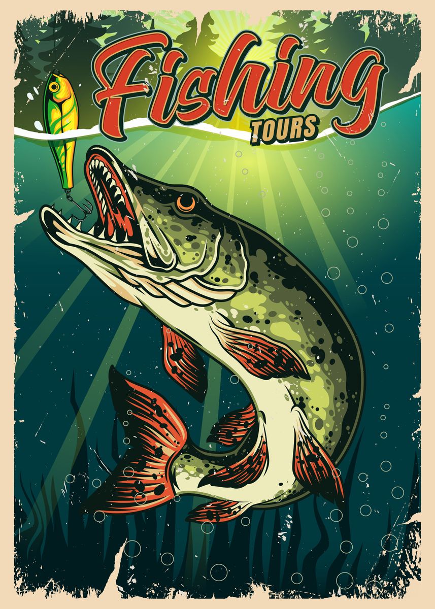 Fishing Tours' Poster, picture, metal print, paint by dkDesign