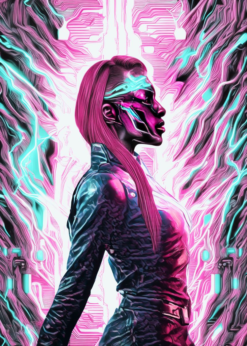 'Femme Cyberpunk' Poster, Picture, Metal Print, Paint By Anawix4X