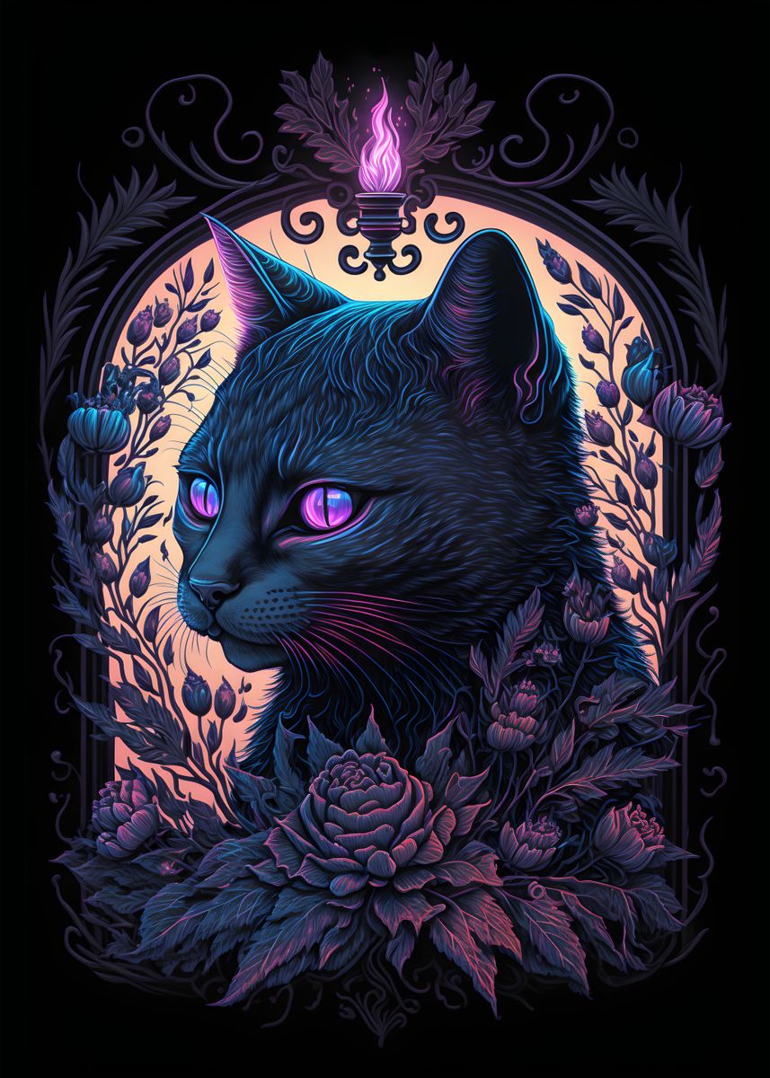 'Black Light Cat 2' Poster, picture, metal print, paint by Black Eyed ...