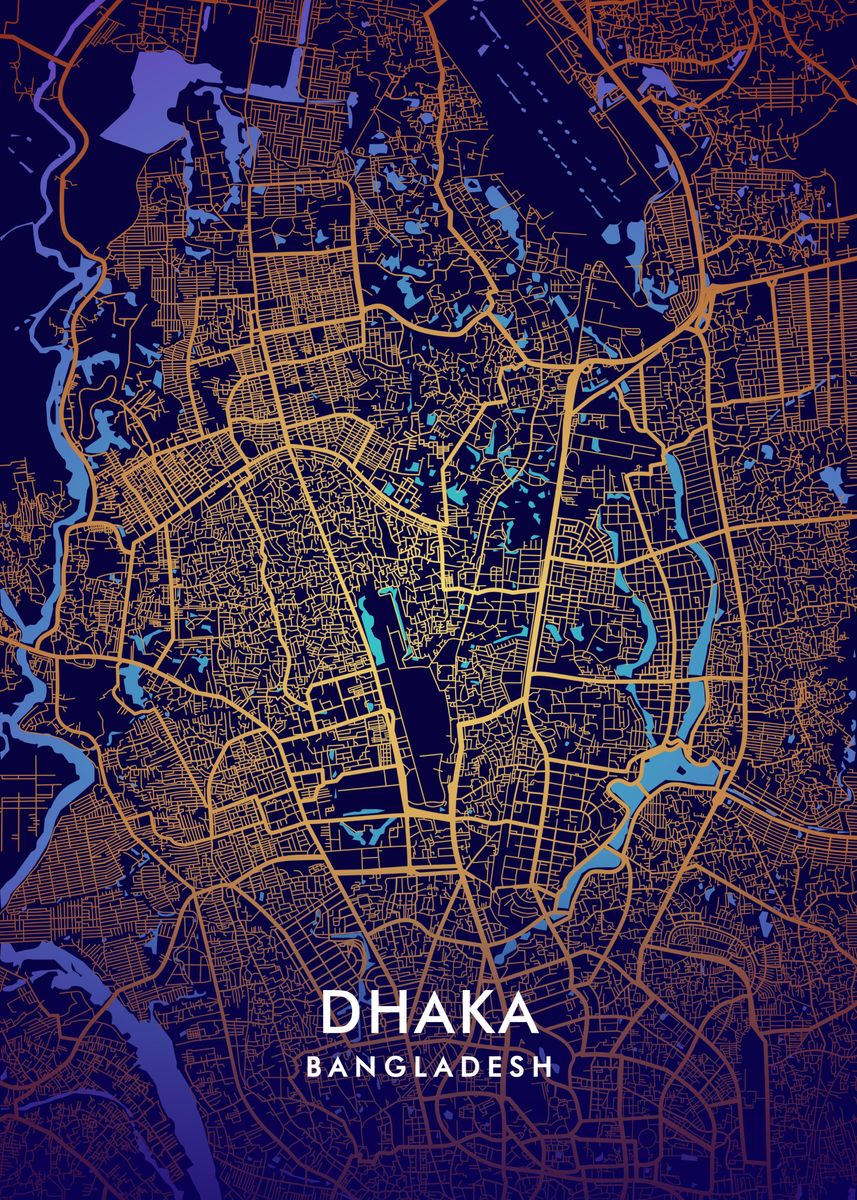 'Dhaka Map' Poster, Picture, Metal Print, Paint By Miracle Studio ...