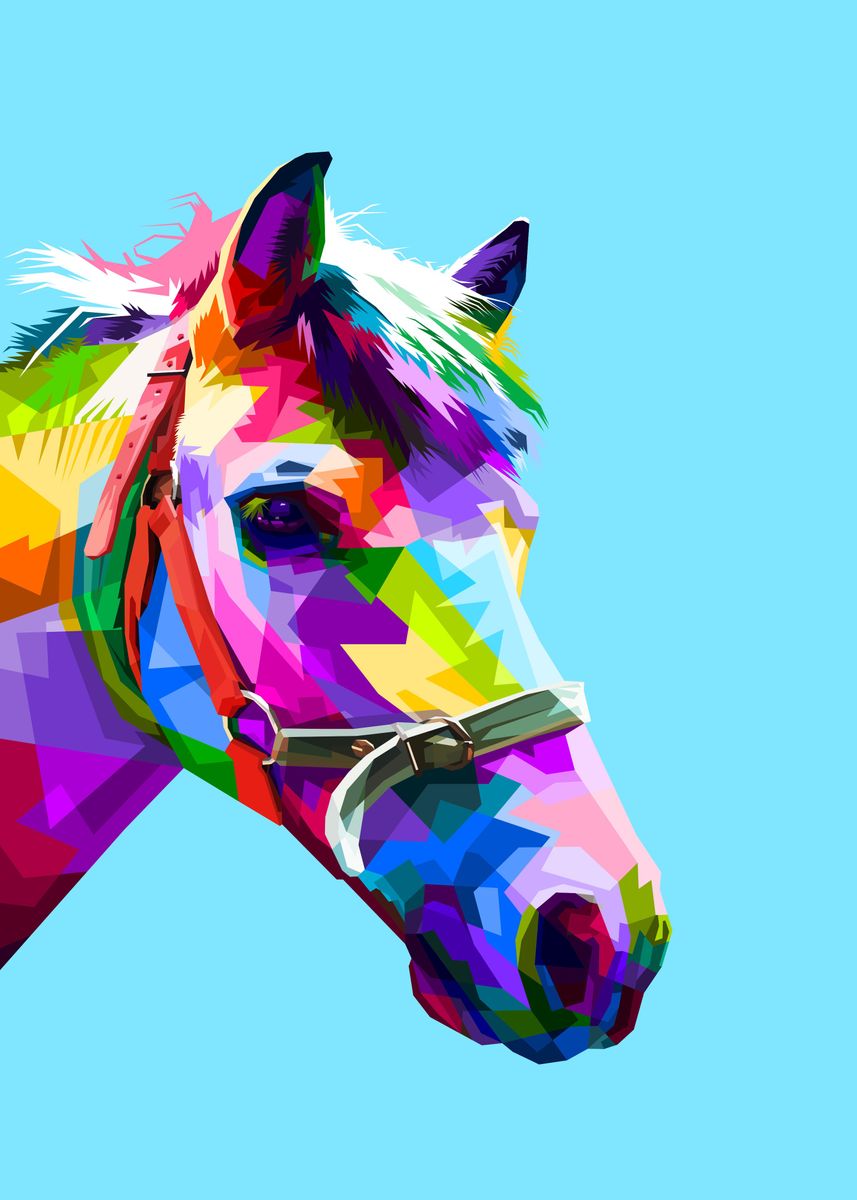 'Colorful horse head' Poster, picture, metal print, paint by Le Duc ...