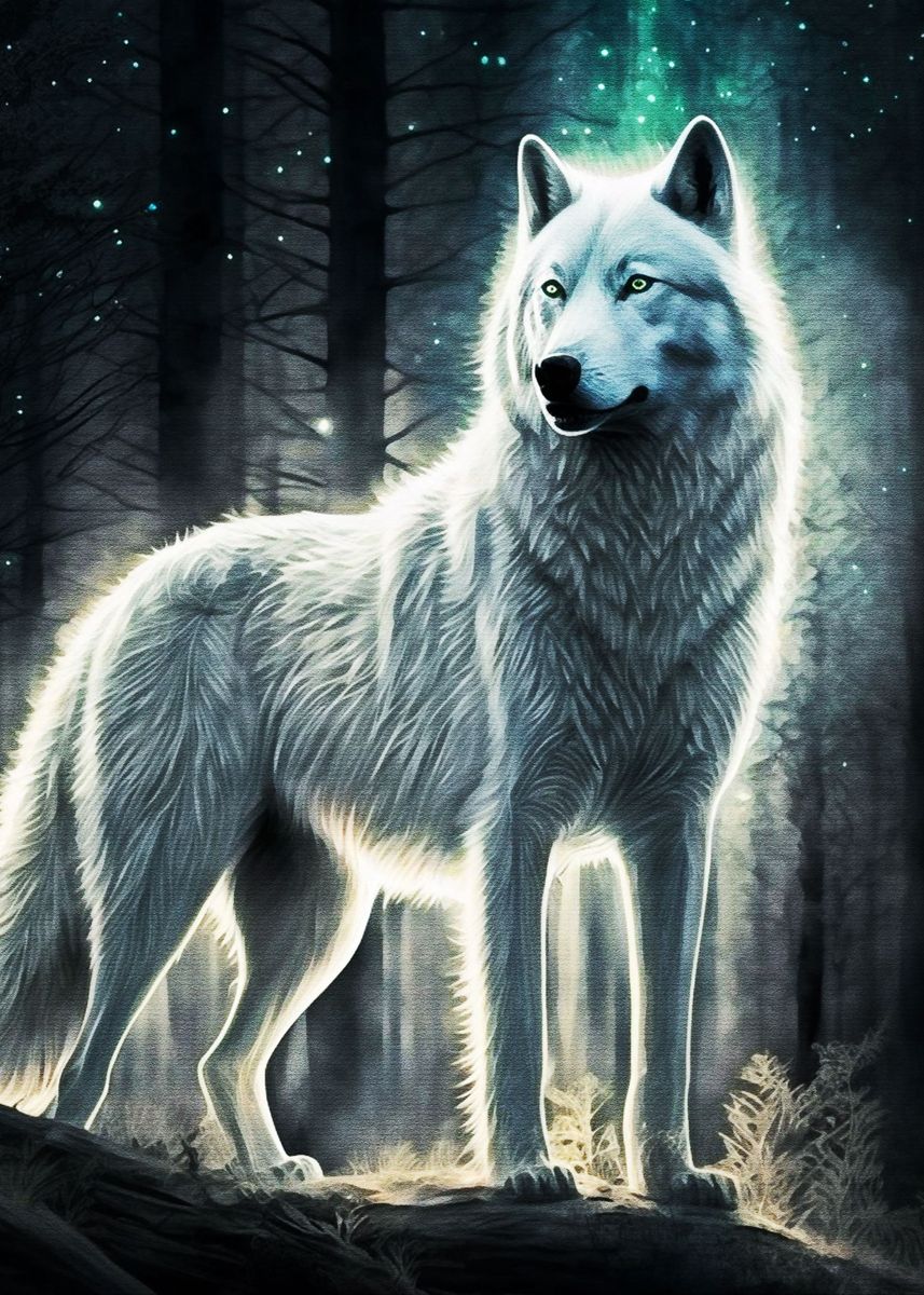 'White Wolf' Poster, picture, metal print, paint by Muh Asdar | Displate