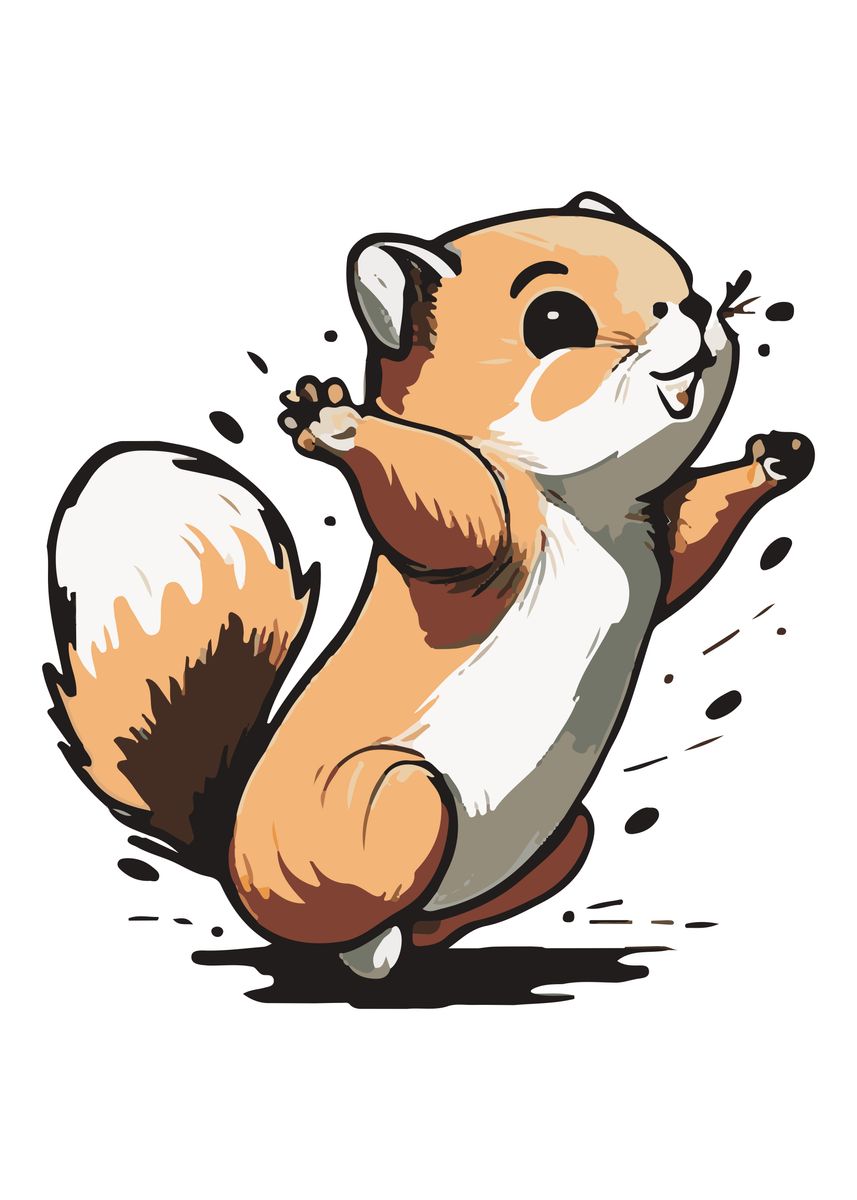 'Cute Squirrel Comic 2' Poster, picture, metal print, paint by Evamaria ...
