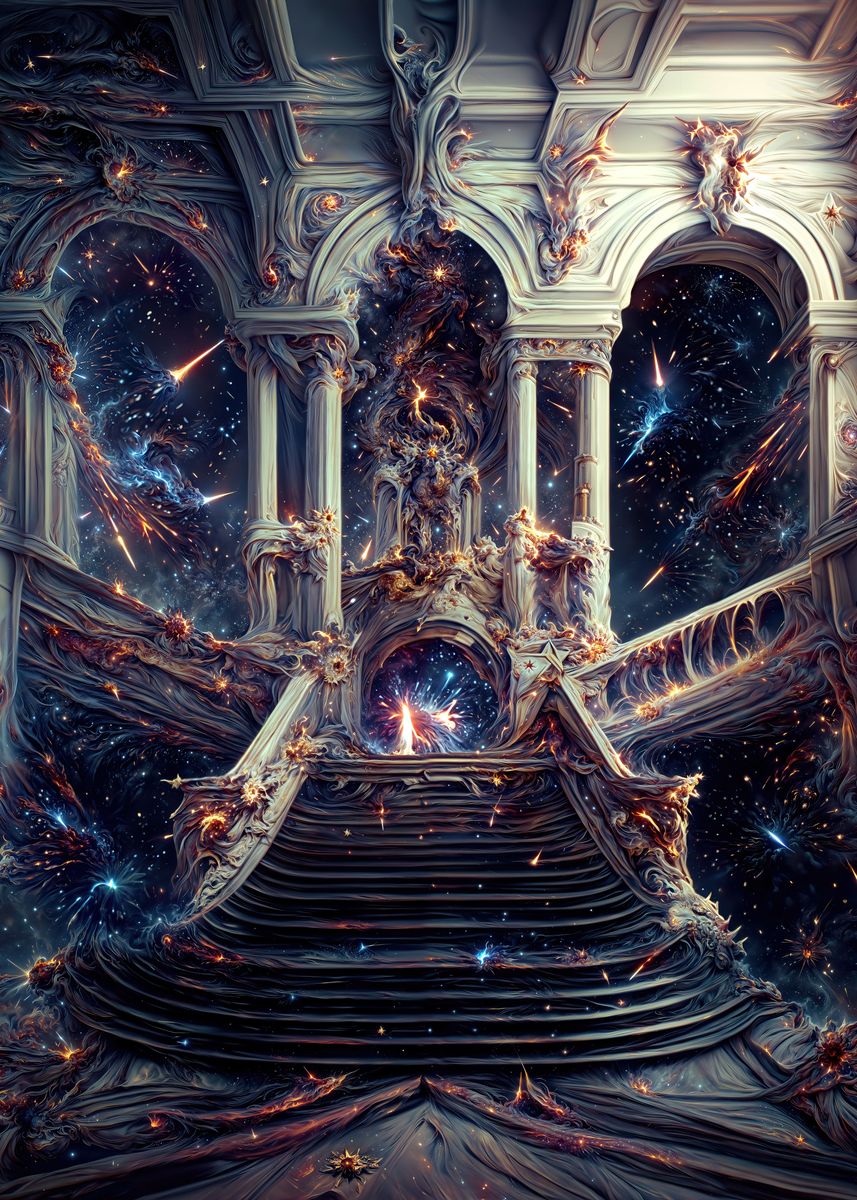 'Galactic Space Marble Hall' Poster, picture, metal print, paint by
