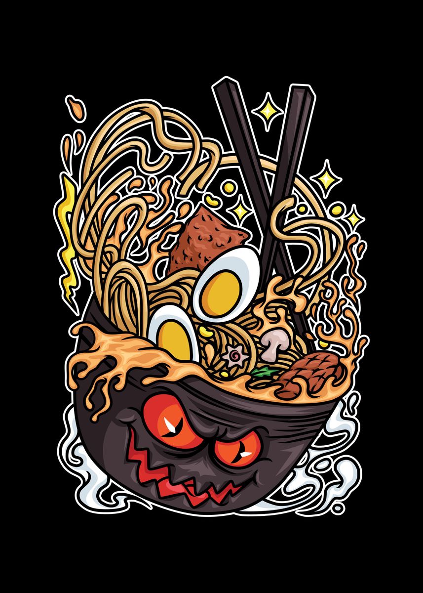 'evil Ramen' Poster, Picture, Metal Print, Paint By Hendra Pratama 