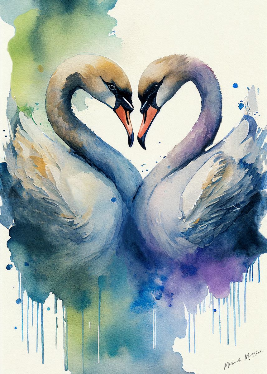 'Swan Heart' Poster, picture, metal print, paint by Michael Mattler ...