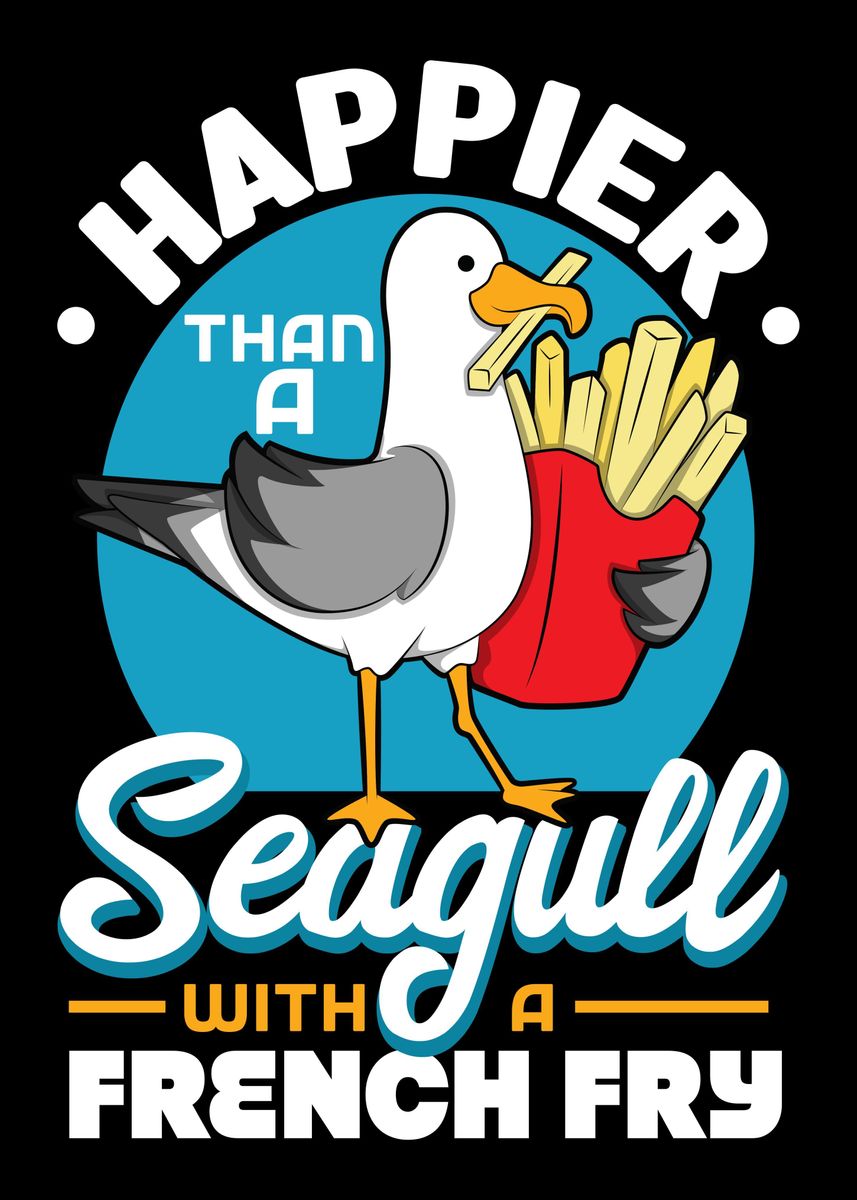 'Happier Than A Seagull Wit' Poster, picture, metal print, paint by ...